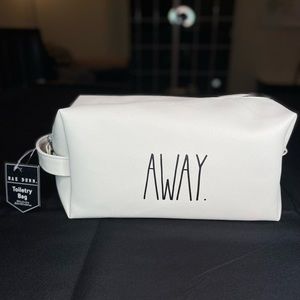 NWT Rae Dunn “Away” White Toiletry Cosmetic Travel Bag